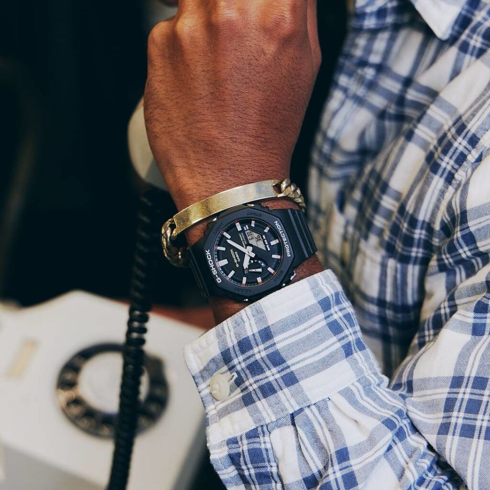 Casio GA-2100RL-1ADR Quartz Analog/Dijital Silikon Siyah 20 ATM 46 mm Erkek Kol Saati