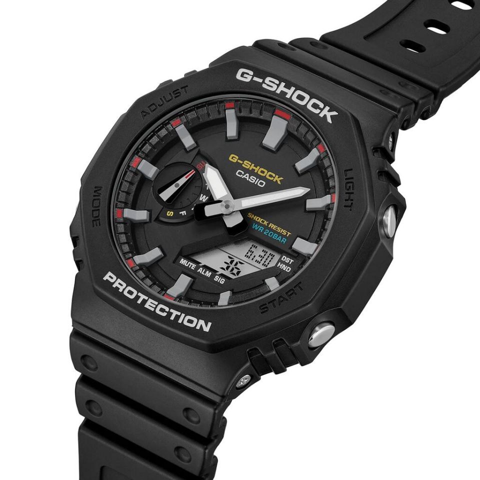 Casio GA-2100RL-1ADR Quartz Analog/Dijital Silikon Siyah 20 ATM 46 mm Erkek Kol Saati
