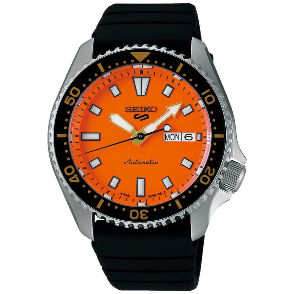 Seiko SRPL89K Otomatik Silikon Siyah Turuncu Kadran 10 ATM 43 mm Erkek Kol Sati