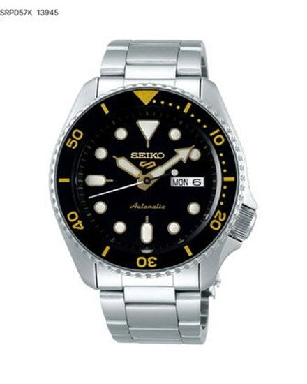 Seiko SRPD57K1 Otomatik Çelik Gri Siyah Kadran 10 ATM 42 mm Erkek Kol Saati