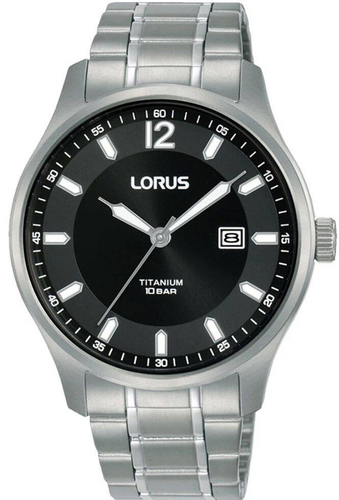 Lorus RH995QX9 Quartz Titanyum kasa Çelik Gri Siyah Kadran 40 mm Erkek Kol Saati