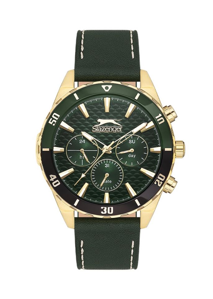 Slazenger SL.09.2327.2.03 Quartz Deri 46 mm Yeşil Erkek Kol Saati