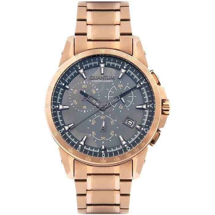 Quantum TTG859.460 Quartz Çelik Rose Gold Füme Kadran 45 mm Erkek Kol Saati