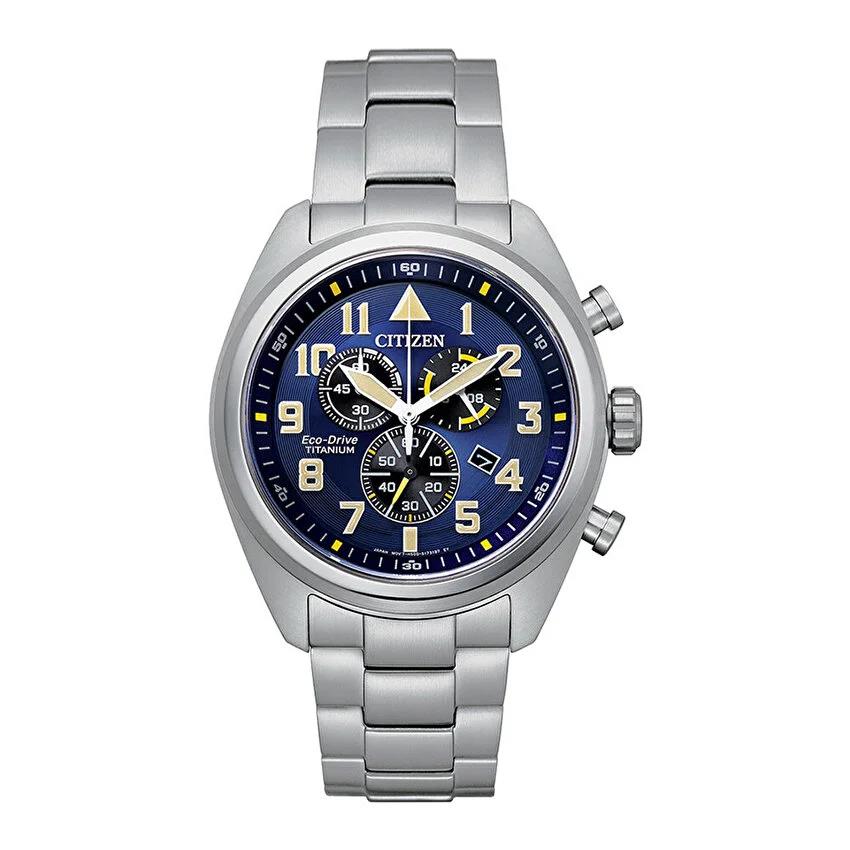 Citizen AT2480-81L Eco-Drive Gri Titanyum Lacivert Kadran 43 mm Erkek Kol Saati
