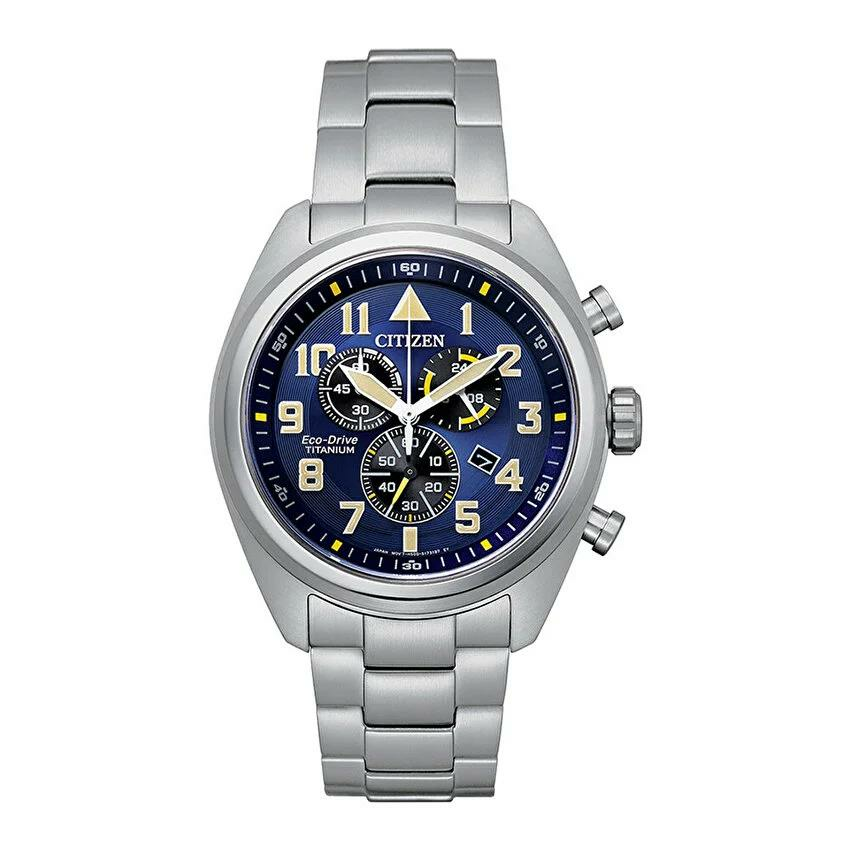 Citizen AT2480-81L Eco-Drive Gri Titanyum Lacivert Kadran 43 mm Erkek Kol Saati