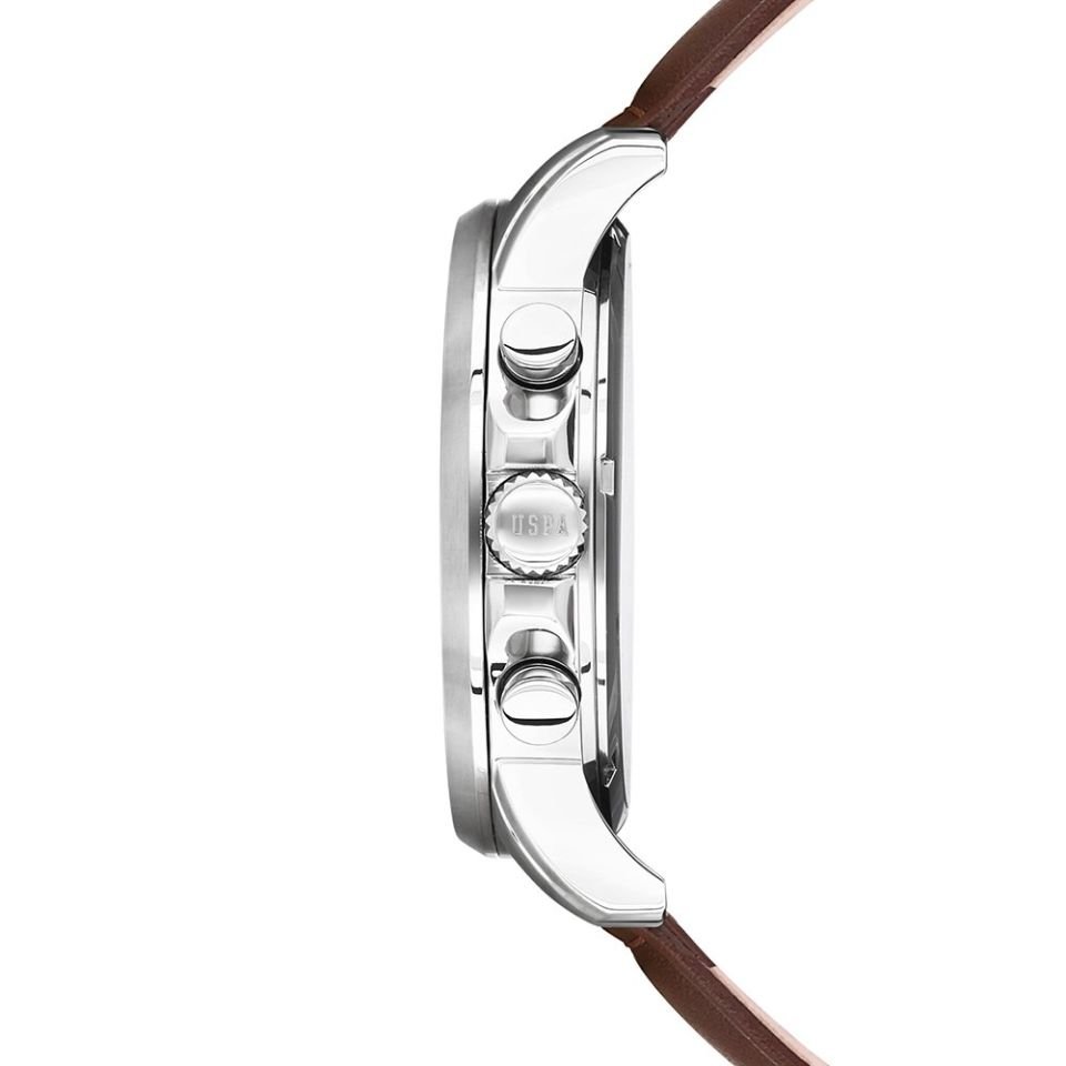 U.s. Polo Assn. USPA1016-02 Quartz Deri Kahverengi Lacivert Kadran 44 mm Erkek Kol Saati