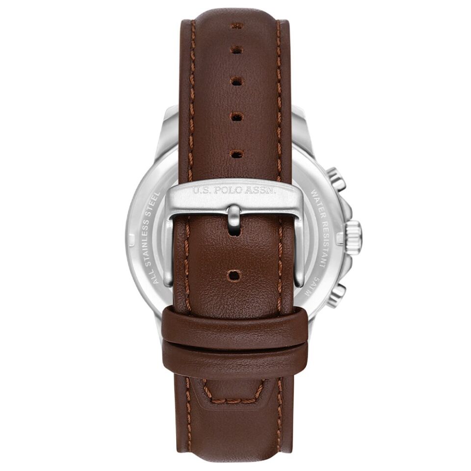 U.s. Polo Assn. USPA1016-02 Quartz Deri Kahverengi Lacivert Kadran 44 mm Erkek Kol Saati