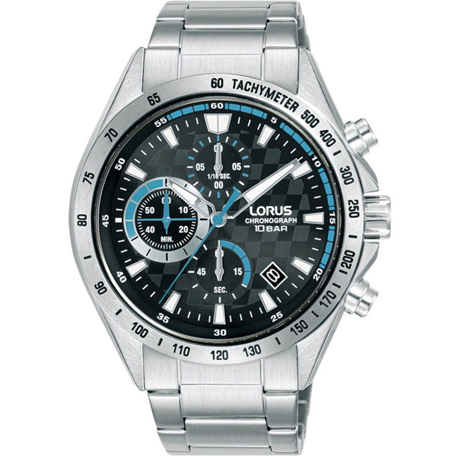 Lorus RM307JX9 Quartz Çelik Gri Siyah Kadran 10 ATM 44 mm Erkek Kol Saati