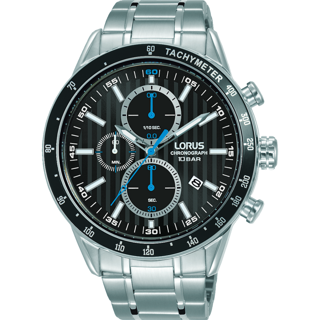 Lorus RM327GX9 Quartz Çelik Gri Siyah Kadran 10 ATM 43 mm Erkek Kol Saati