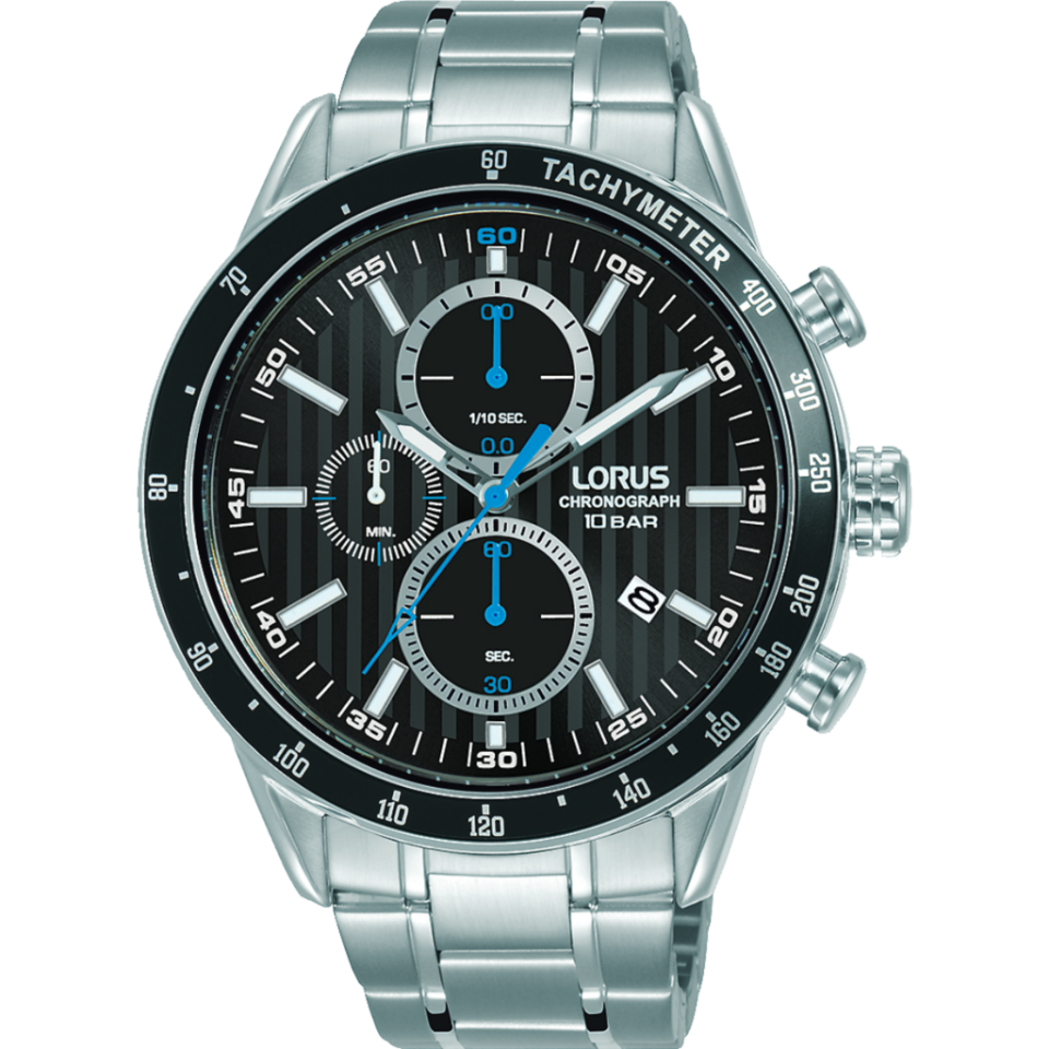 Lorus RM327GX9 Quartz Çelik Gri Siyah Kadran 10 ATM 43 mm Erkek Kol Saati
