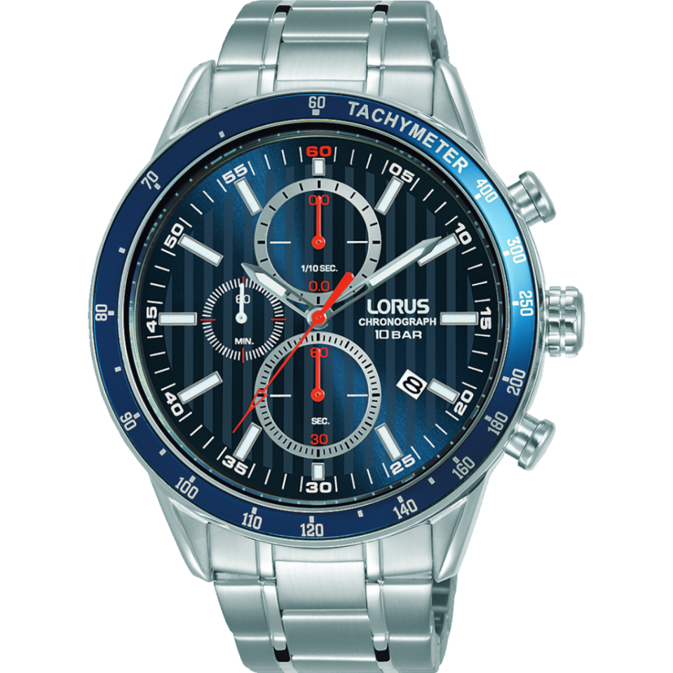 Lorus RM329GX9 Quartz Çelik Gri Lacivert Kadran 45 mm Erkek Kol Saati