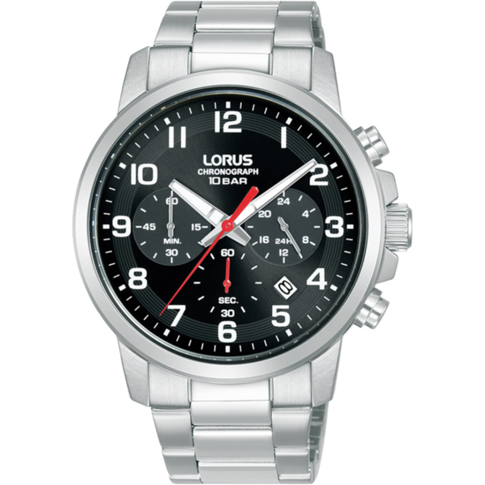 Lorus RT327KX9 Quartz Çelik Gri Siyah Kadran 10 ATM 42 mm Erkek Kol Saati