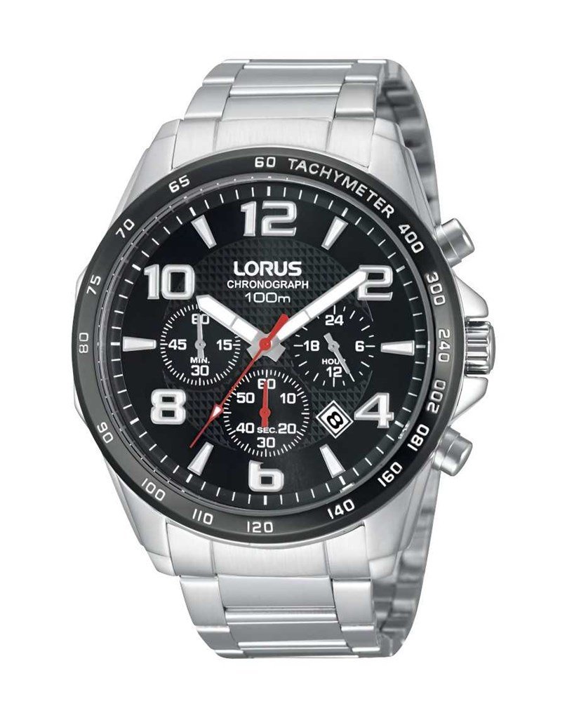 Lorus RT351CX9 Quartz Çelik Gri Siyah Kadran 1O ATM 43 mm Erkek Kol Saati