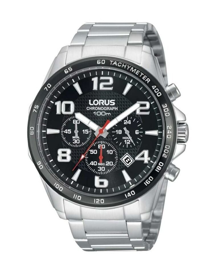 Lorus RT351CX9 Quartz Çelik Gri Siyah Kadran 1O ATM 43 mm Erkek Kol Saati