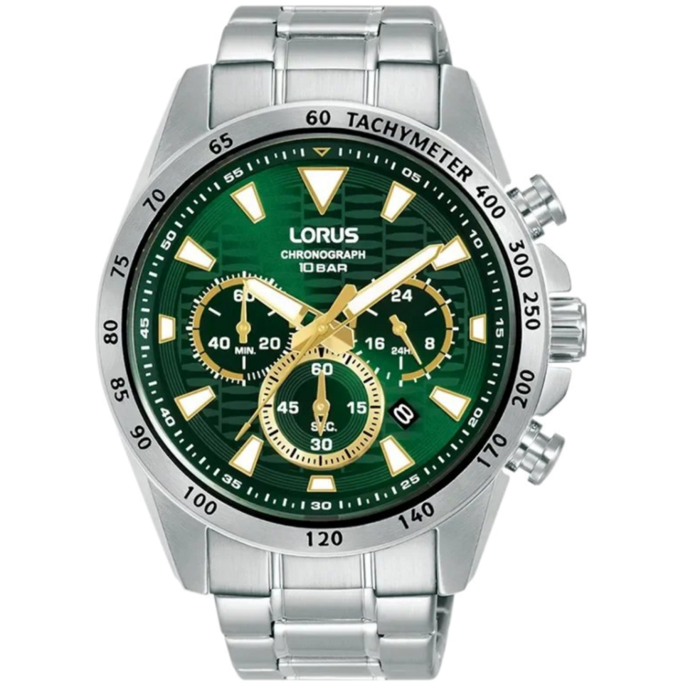 Lorus RT355KX9 Quartz Çelik Gri Yeşil Kadran 10 ATM 44 mm Erkek Kol Saati