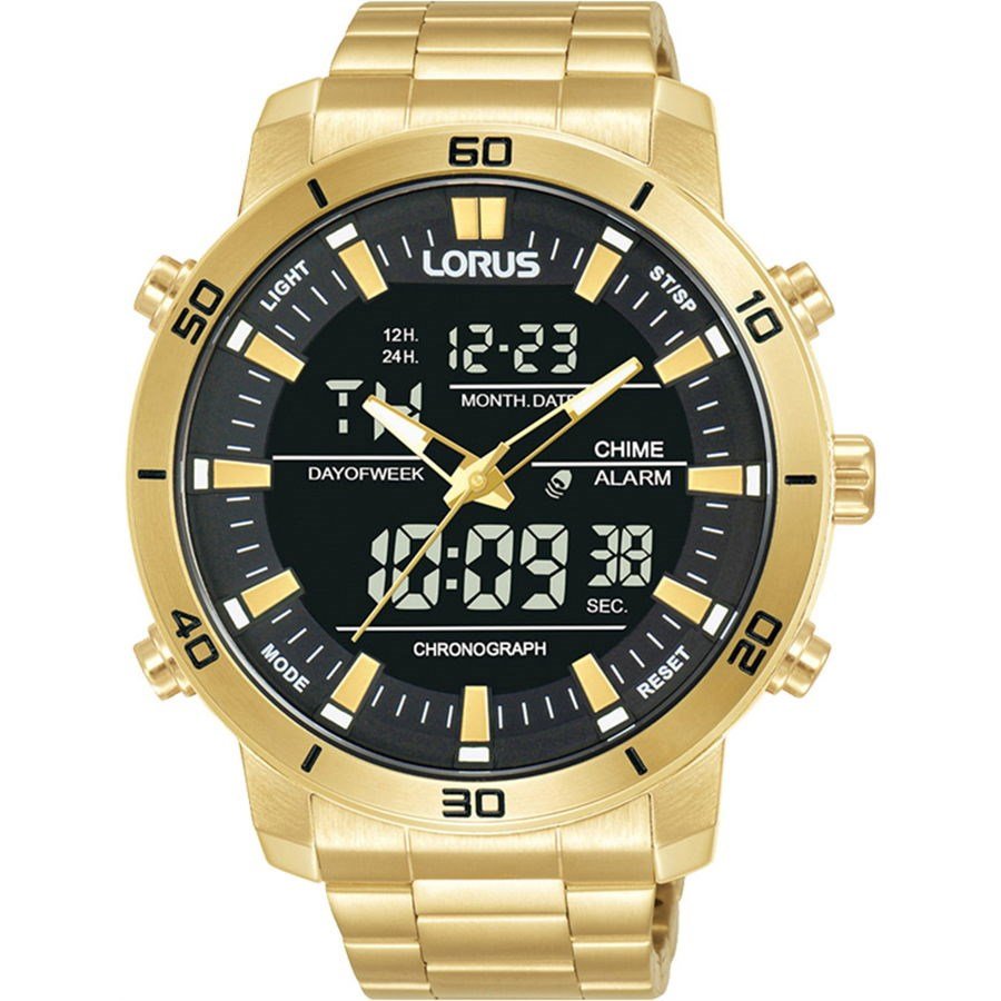 Lorus RW660AX9 Quartz Çelik Altın Rengi Siyah Kadran 10 ATM 46 mm Erkek Kol Saati