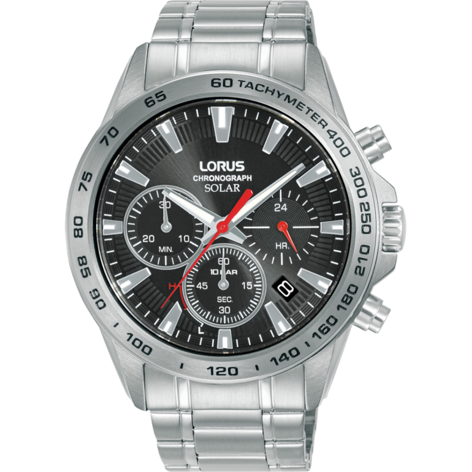 Lorus RZ501AX9 Solar Çelik Gri Siyah Kadran 10 ATM 44 mm Erkek Kol Saati