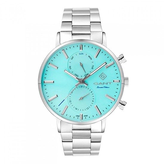 Gant G121020 Quartz Çelik Gri Turkuaz Kadran 44 mm Multifonksiyon Erkek Kol Saati