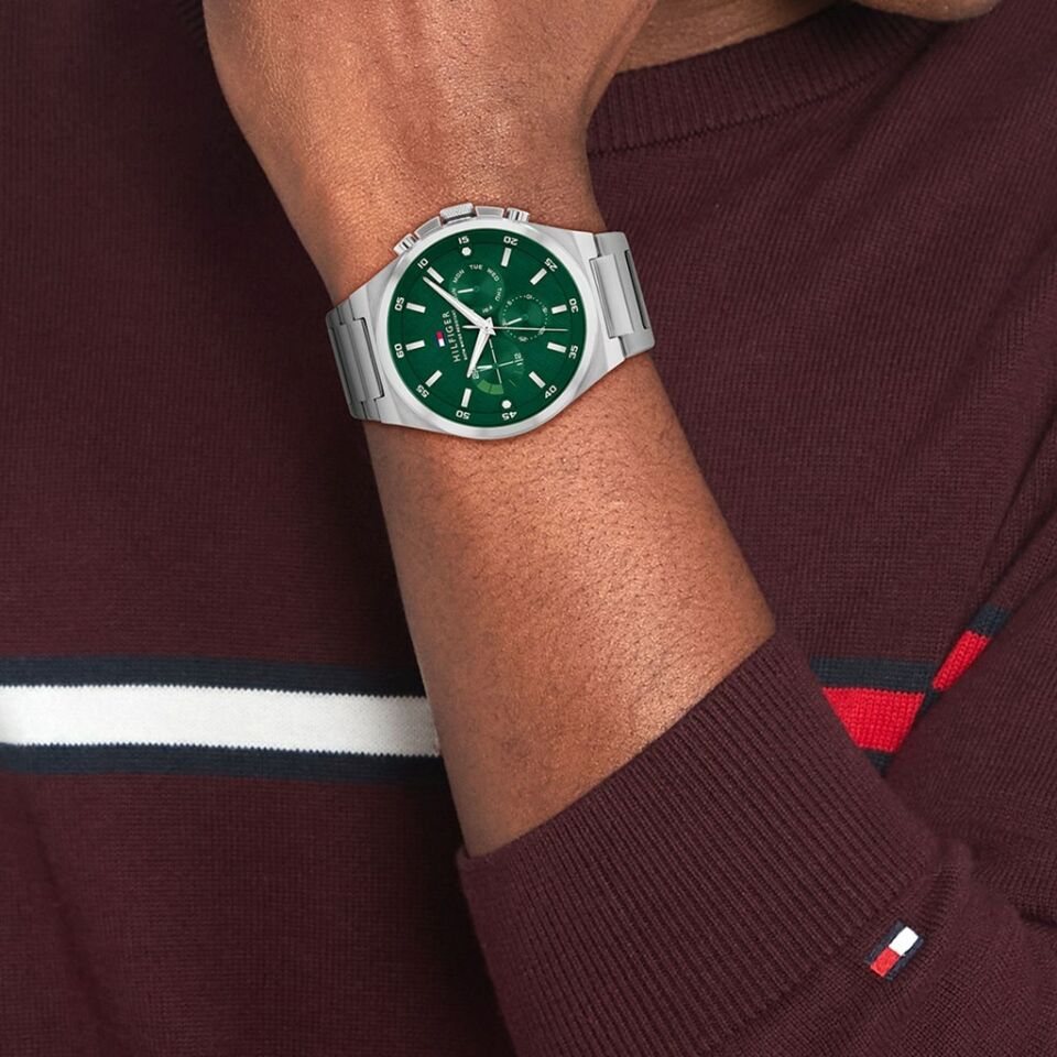 Tommy Hilfiger TH1792088 Quartz Çelik Gri Yeşil Kadran 46 mm Erkek Kol Saati