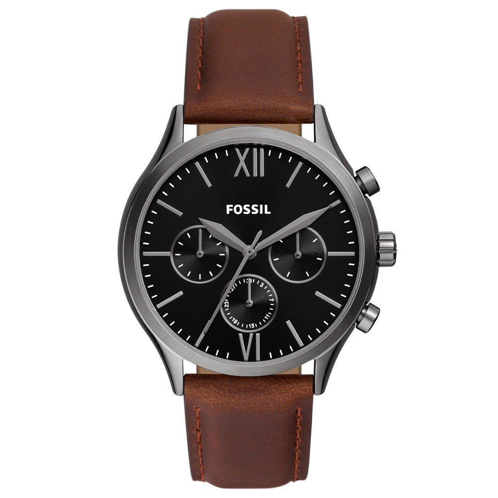 Fossil FBQ2814 Quartz Deri Kahverengi Siyah Kadran 44 mm Erkek Kol Saati