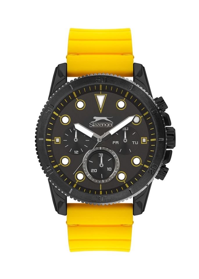 Slazenger SL.09.2012.2.03 Quartz Silikon Sarı 47 mm Siyah Kadran Erkek Kol Saati