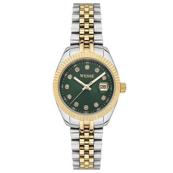 Wesse WWL302807 Quartz Çelik Altın/Gri Yeşil Kadran 28 mm Kadın Kol Saati
