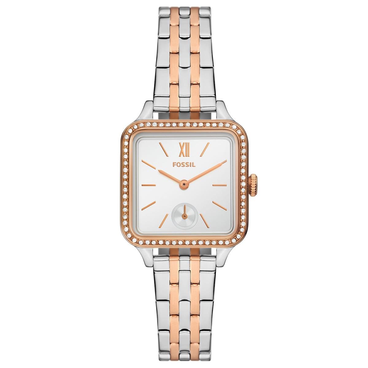 Fossil FBQ3907 Quartz Çelik Rose/Gri Beyaz Kadran 28 mm Kadın Kol Saati