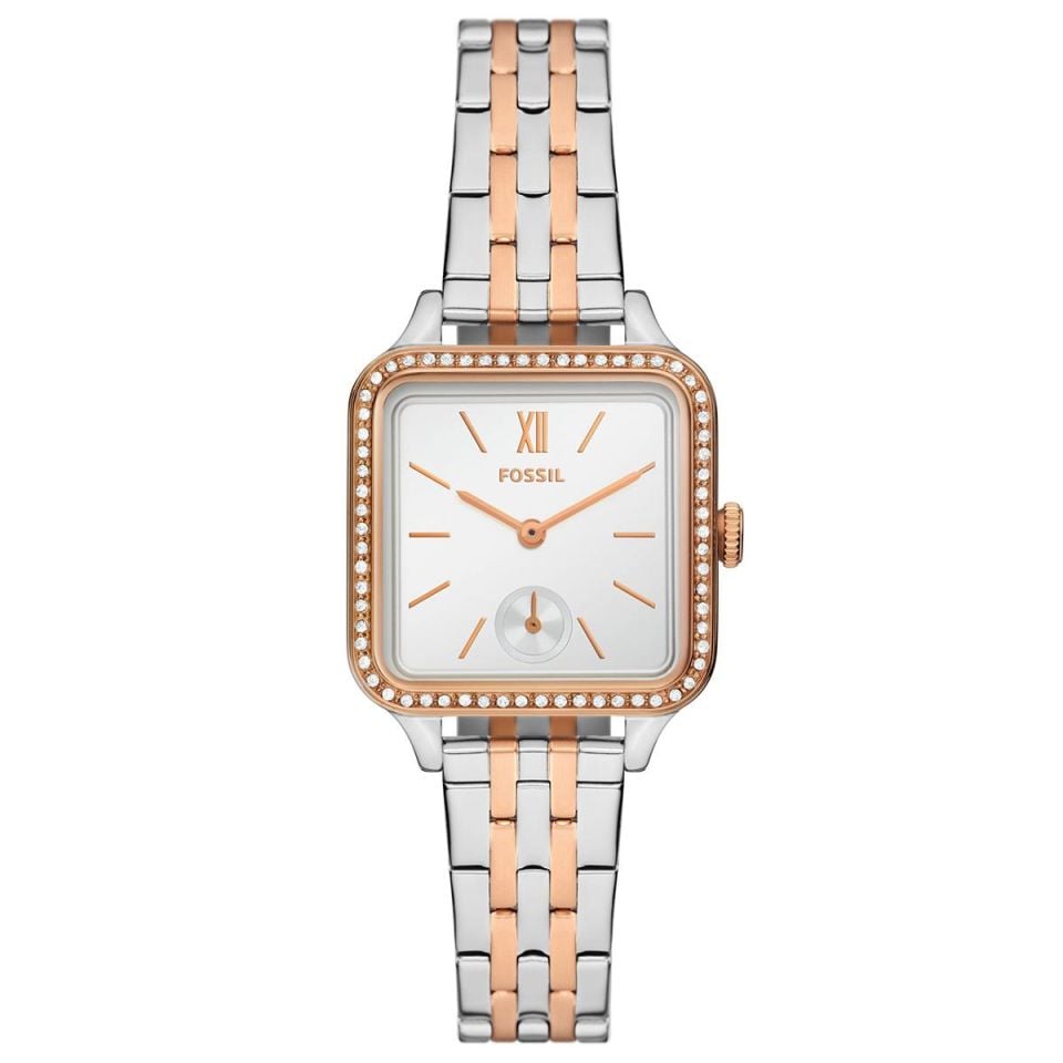 Fossil FBQ3907 Quartz Çelik Rose/Gri Beyaz Kadran 28 mm Kadın Kol Saati