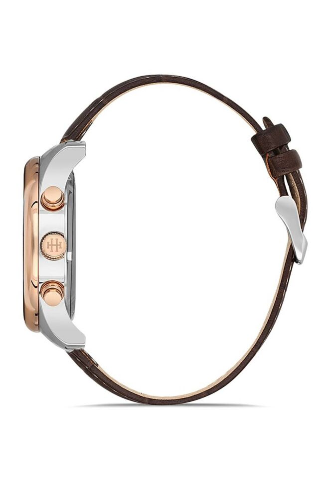 Hislon DT113T-11KR Japon Analog Deri Kahverengi Lacivert Kadran 44 mm Erkek Kol Saati