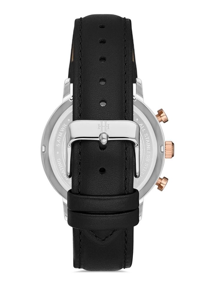 Hislon DT116R-02BR Japon Analog Deri Siyah 42 mm Erkek Kol Saati