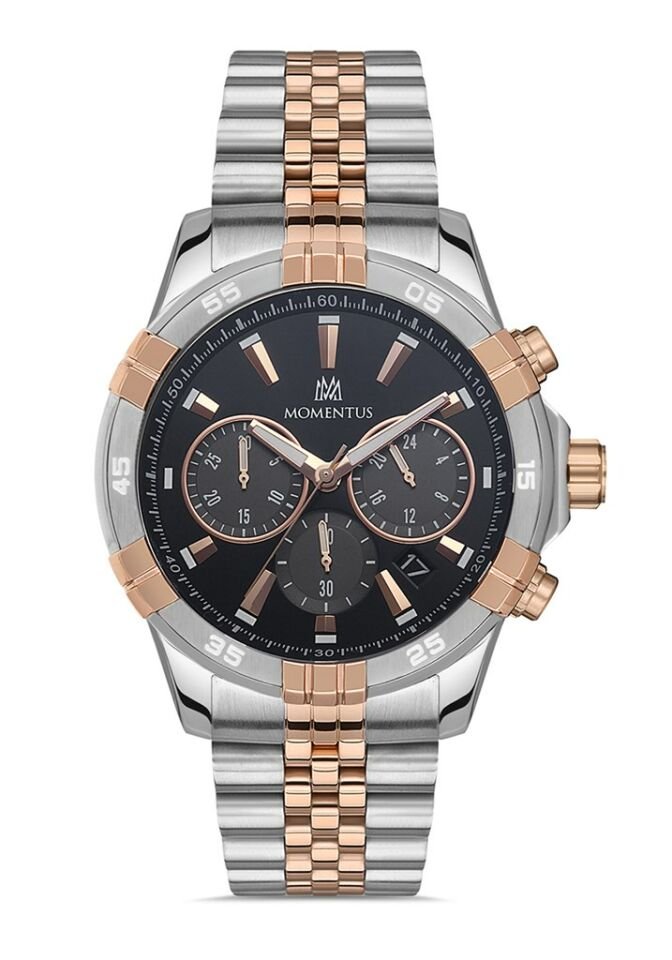 Momentus SM367T-04SR Quartz Çelik Rose Gold/Gri Siyah Kadran 10 ATM 45 mm Erkek Kol Saati