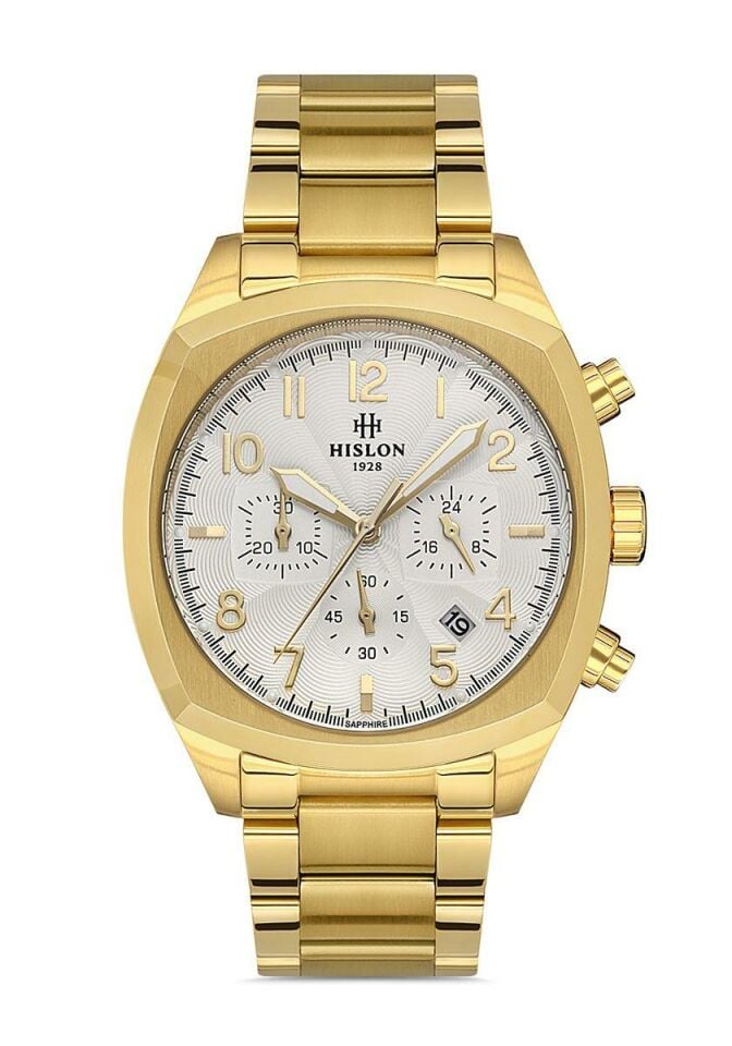 Hislon MS108G-08SG Japon Analog 42 mm Altın Rengi Çelik Erkek Kol Saati