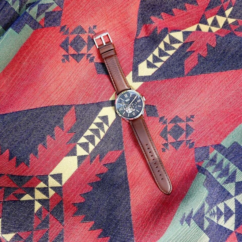 Fossil FME3110 Otomatik Deri Kahverengi Lacivert Kadran 44 mm Erkek Kol Saati