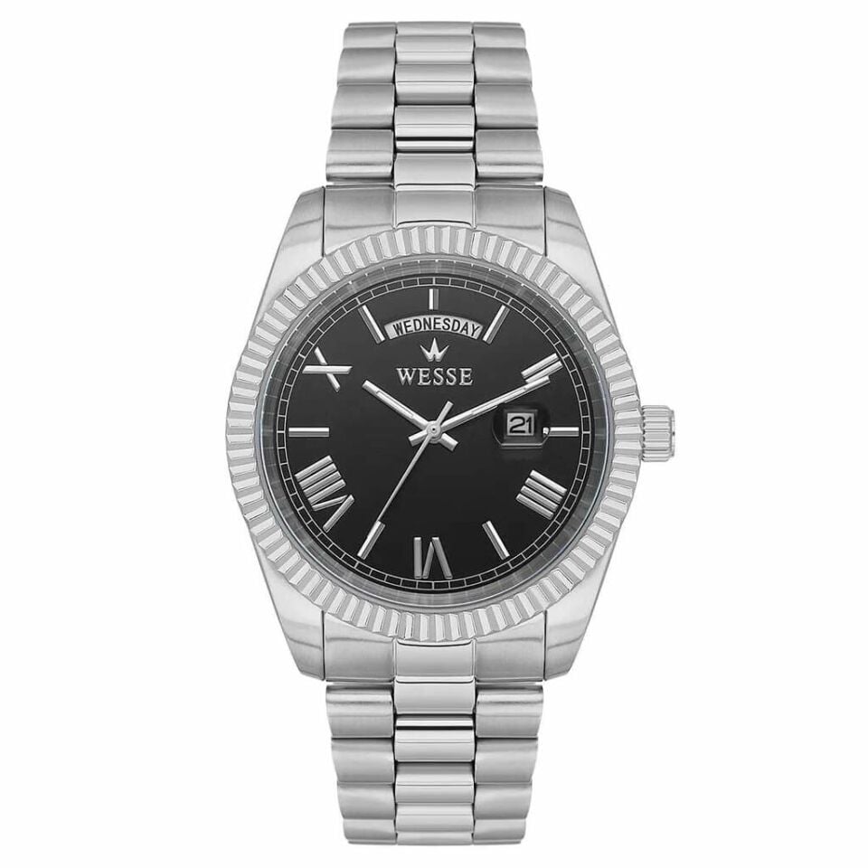 Wesse WWG209902 Quartz Çelik Gri Siyah Kadran 40 mm Erkek Kol Saati