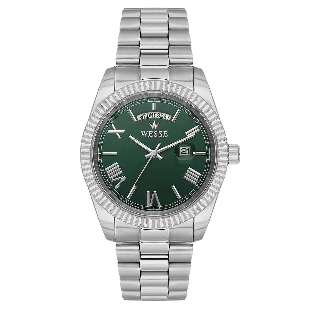Wesse WWG209906 Quartz Çelik Gri Yeşil Kadran 40 mm Erkek Kol Saati