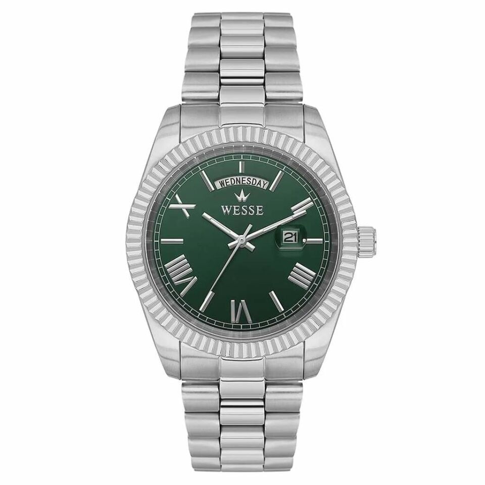 Wesse WWG209906 Quartz Çelik Gri Yeşil Kadran 40 mm Erkek Kol Saati