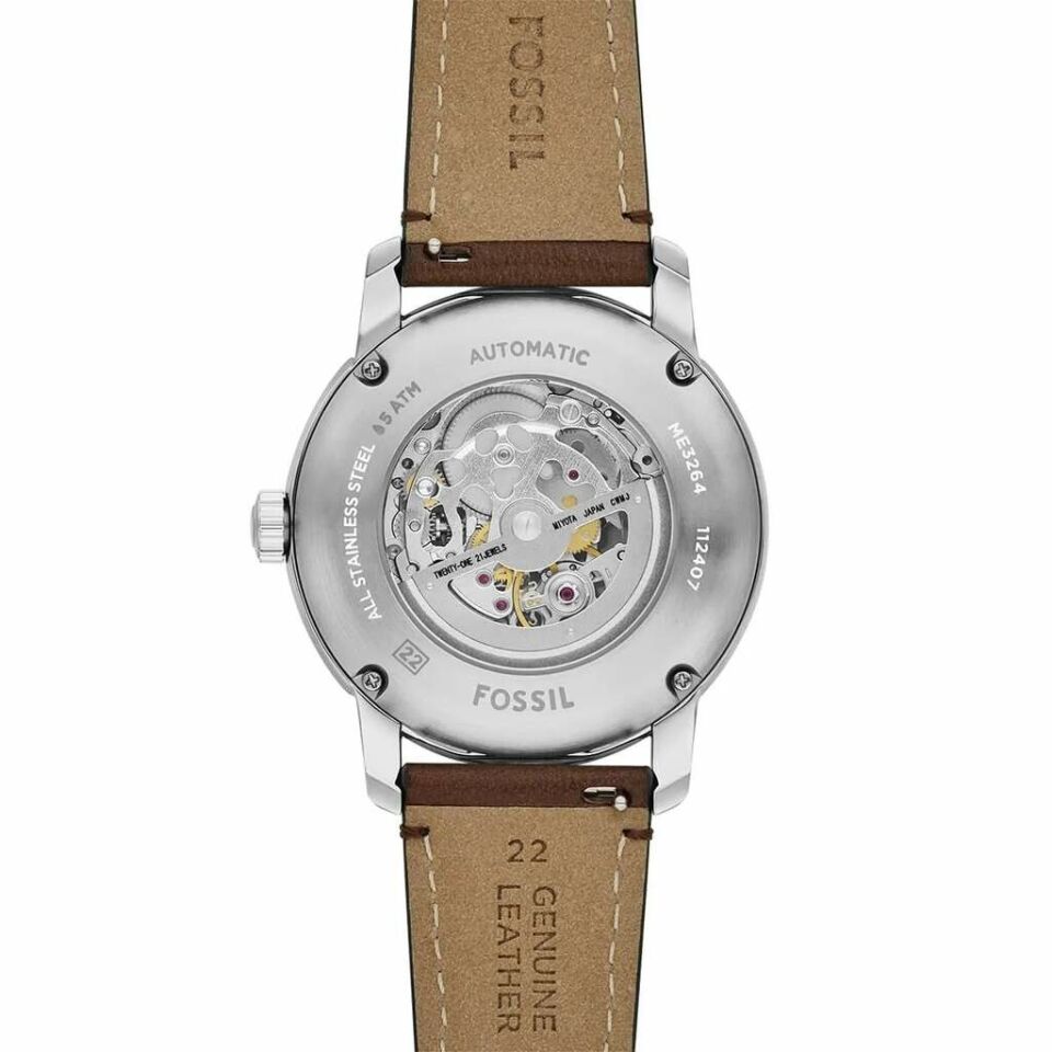 Fossil FME3264 Otomatik Deri Kahverengi Krem Kadran Safir Cam 43 mm Erkek Kol Saati