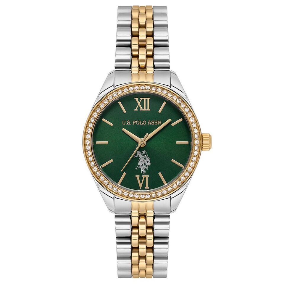 U.s. Polo Assn. USPA2085-07 Quartz Çelik Altın/Gri Yeşil Kadran 30 mm Kadın Kol Saati