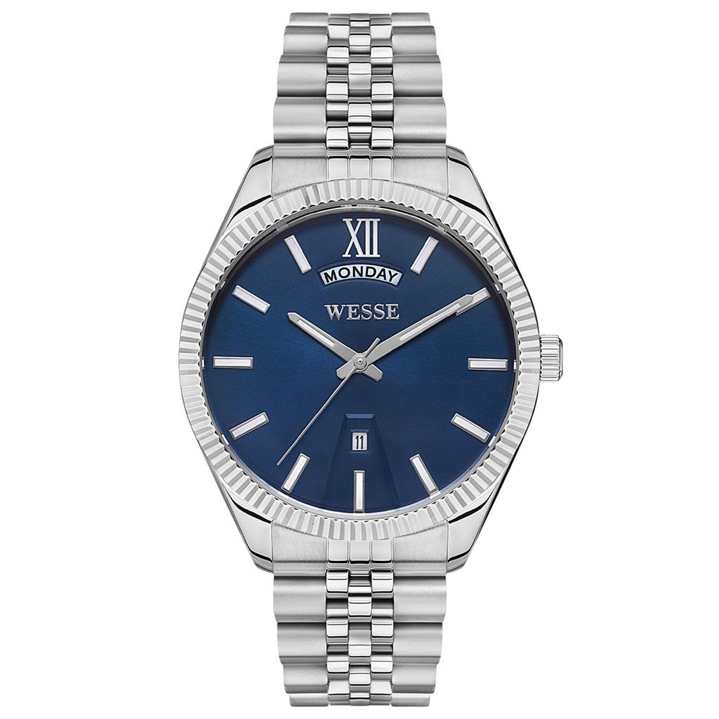 Wesse WWG207302 Quartz Çelik Gri Mavi Kadran 42 mm Erkek Kol Saati