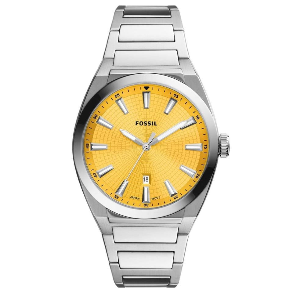 Fossil FFS5985 Quartz Çelik Gri Sarı Kadran 42 mm Erkek Kol Saati