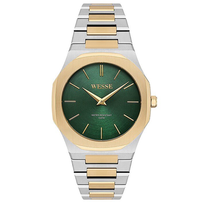 Wesse WWG402604 Quartz Çelik Altın/Gri Yeşil Kadran 40 mm Erkek Kol Saati