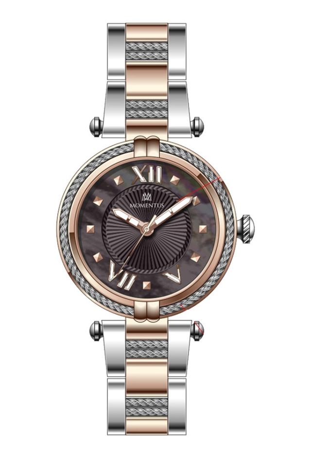 Momentus CS376T-05SR Quartz Çelik Gri/Rose Siyah Kadran 32 mm Kadın Saat