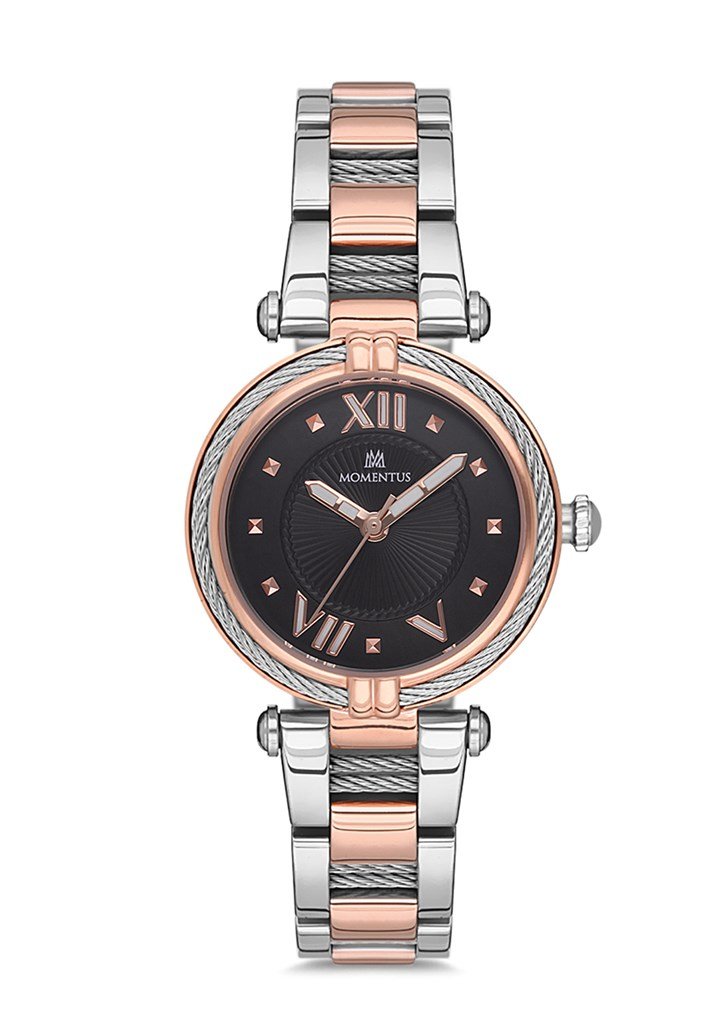 Momentus CS376T-05SR Quartz Çelik Gri/Rose Siyah Kadran 32 mm Kadın Saat