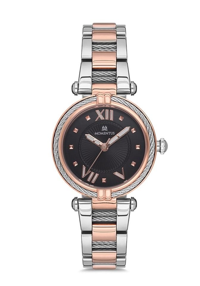 Momentus CS376T-05SR Quartz Çelik Gri/Rose Siyah Kadran 32 mm Kadın Saat