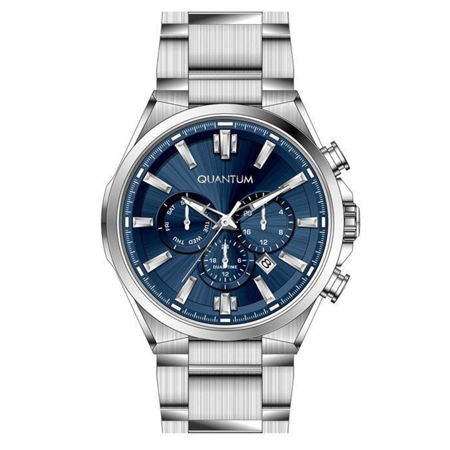 Quantum PWG1094.391 Quartz Çelik Gri Lacivert Kadran 45 mm Erkek Kol Saati