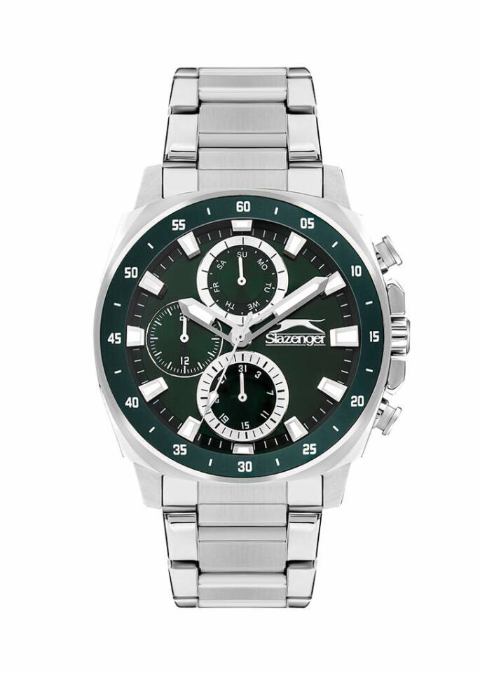 Slazenger SL.09.2381.2.03 Quartz Çelik Gri Yeşil Kadran 44 mm Erkek Kol Saati