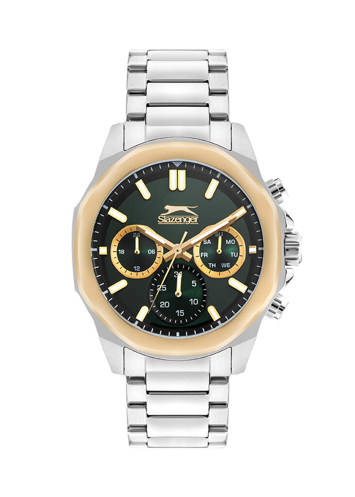 Slazenger SL.09.2388.2.02 Quartz Çelik Gri Yeşil Kadran 44 mm Erkek Kol Saati