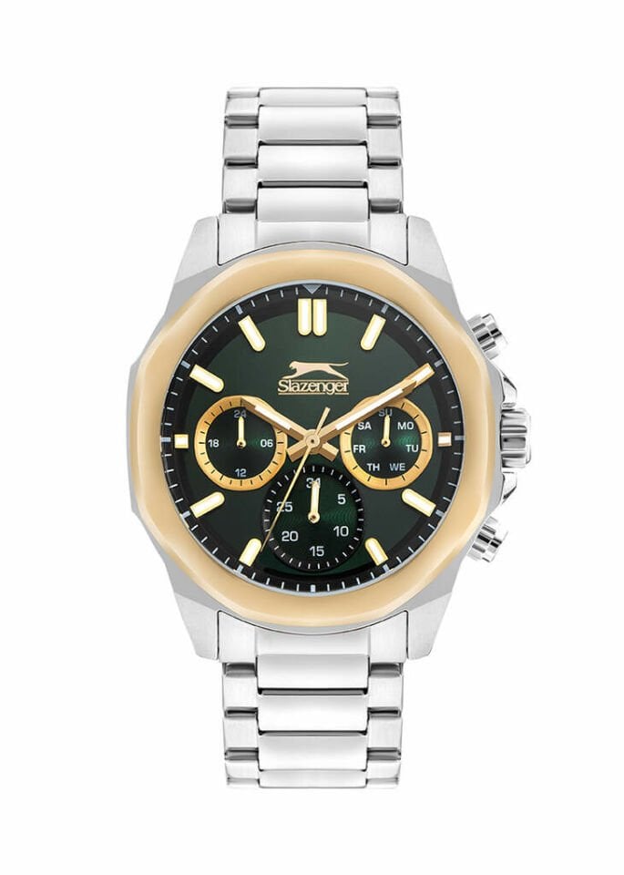 Slazenger SL.09.2388.2.02 Quartz Çelik Gri Yeşil Kadran 44 mm Erkek Kol Saati