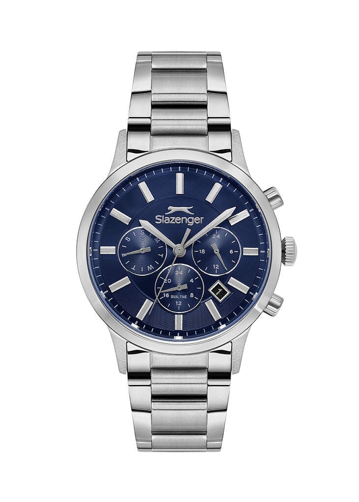 Slazenger SL.09.2511.2.03 Quartz Çelik Gri Mavi Kadran 42 mm Erkek Kol Saati