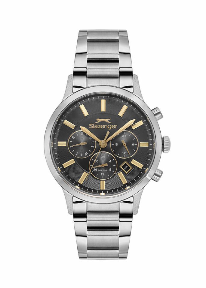 Slazenger SL.09.2511.2.05 Quartz Çelik Gri Siyah Kadran 42 mm Erkek Kol Saati